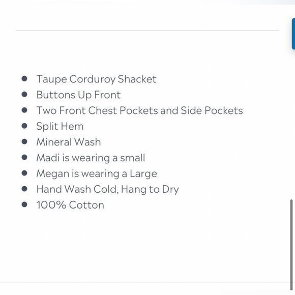 Boutique Shop Talulah Albany Corduroy Shacket - Picture 7 of 7